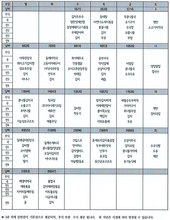 2023년 2월 경로식당 식단 안내